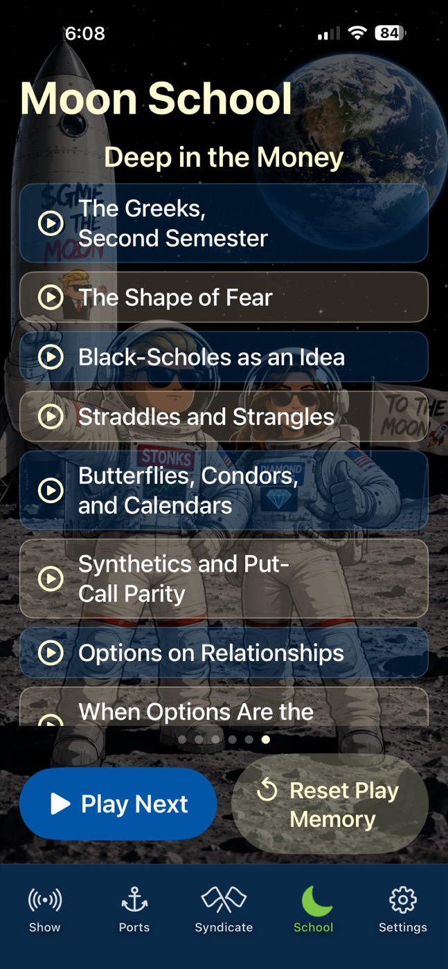 Moon School, a list of playable lectures.